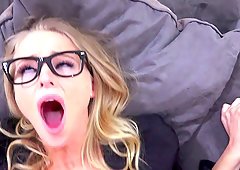 Sexy teen with glasses fucked