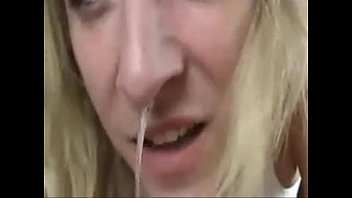 Cum drips out nose