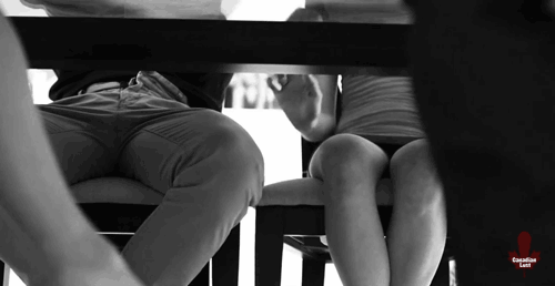 Finger pussy under table gif