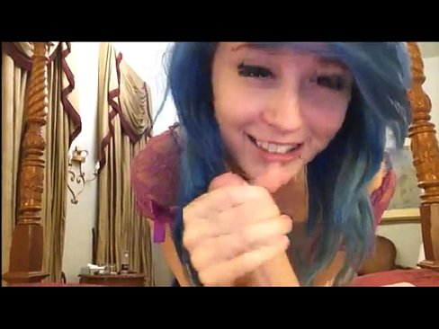 Blue haired slut takes cock