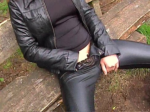 Cute sexy girl leather jacket